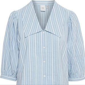 ICHI Collared Blouse with Balloon Sleeves